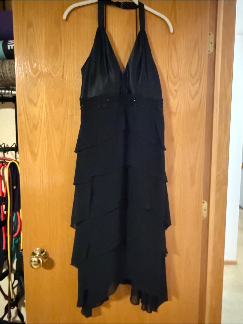 Black Halter Tiered Evening Dress size 14
